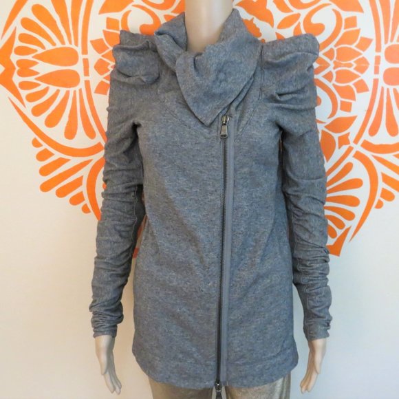 Patrizia Pepe Gray Puffy Sleeve Sweater M - Picture 2 of 3